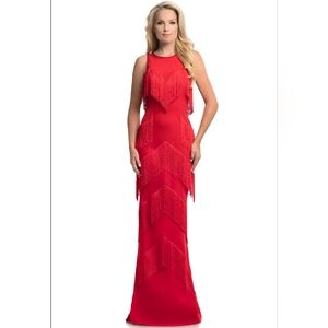 JOHNATHAN KAYNE red fringe pageant prom dress 2 4